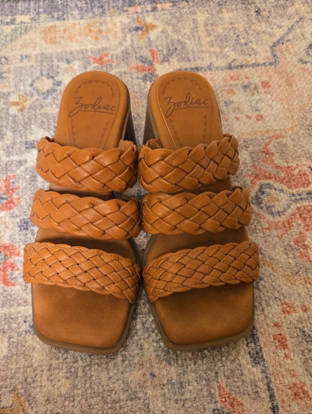 Zodiac Braided Triple-Strap Mules in Catamel Brown